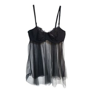 Victoria's Secret Black Lace Sheer Babydoll  Romantic  Elegant Lingerie, Size XL